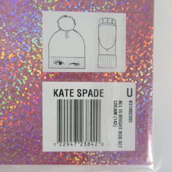Kate Spade Winking Beanie Cuffed Hat Pop Top Convertible Mittens Box Gift Set - Picture 3 of 4